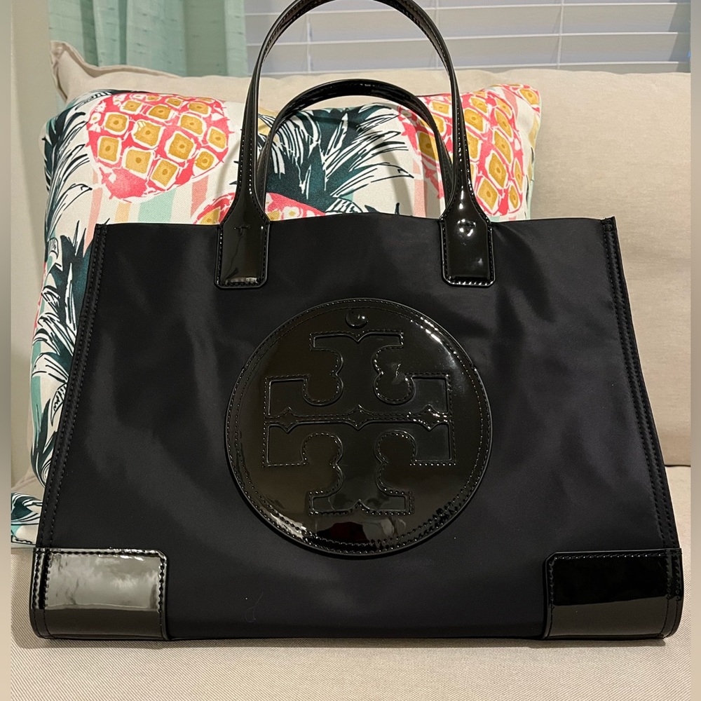Tory Burch Black Nylon Small Ella Tote